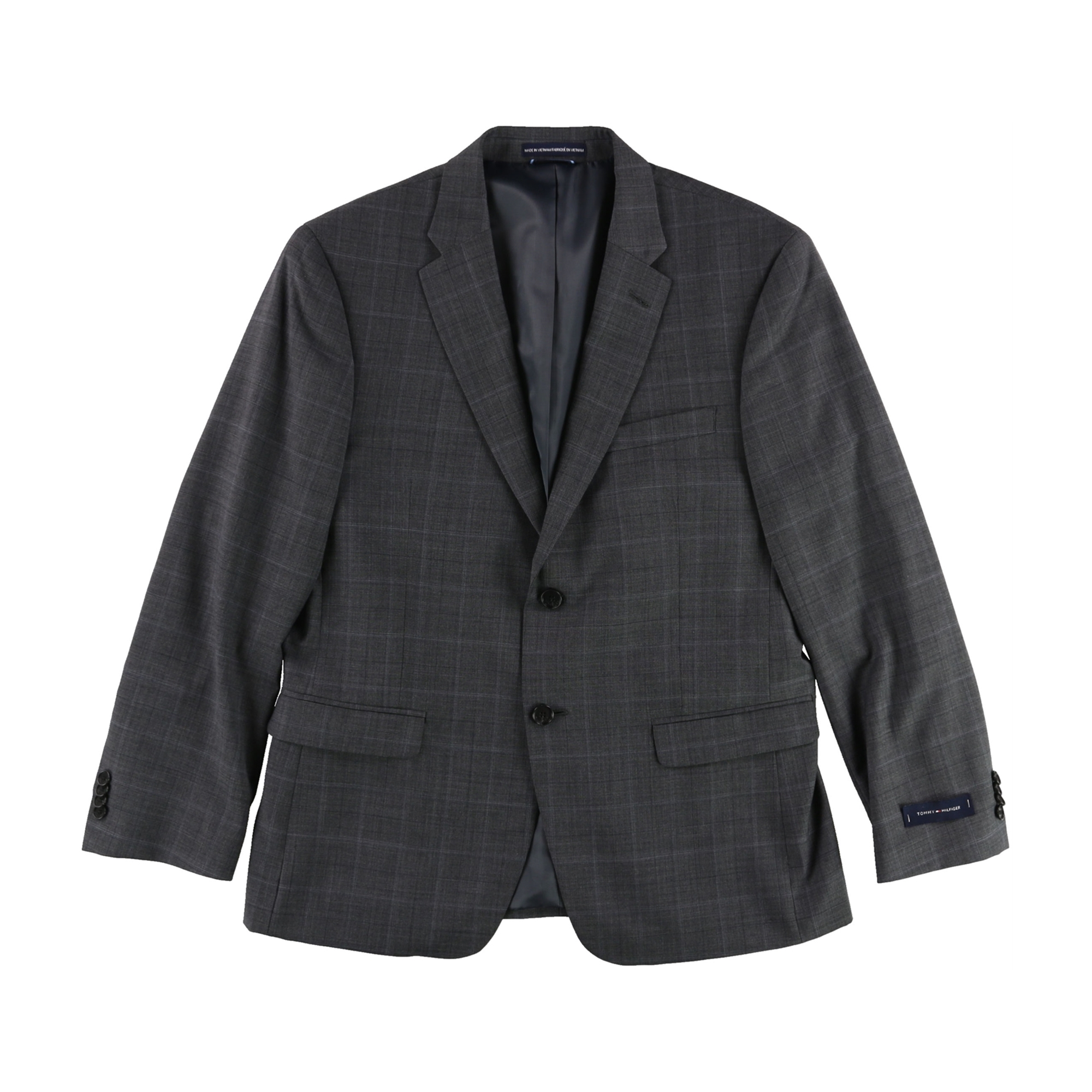 Tommy Hilfiger Mens Stretch Two Button Blazer Jacket, Grey, 40 Short